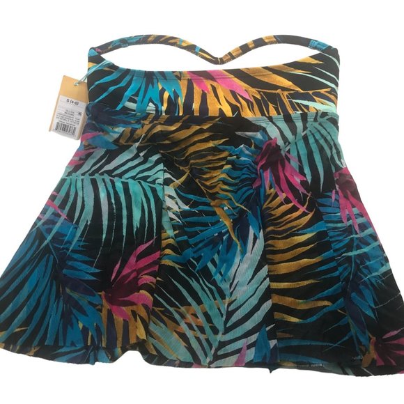 Kona Sol Women's Size Small 4-6 Strapless Twist Bandeau Flyaway Tankini Top New - Picture 2 of 13